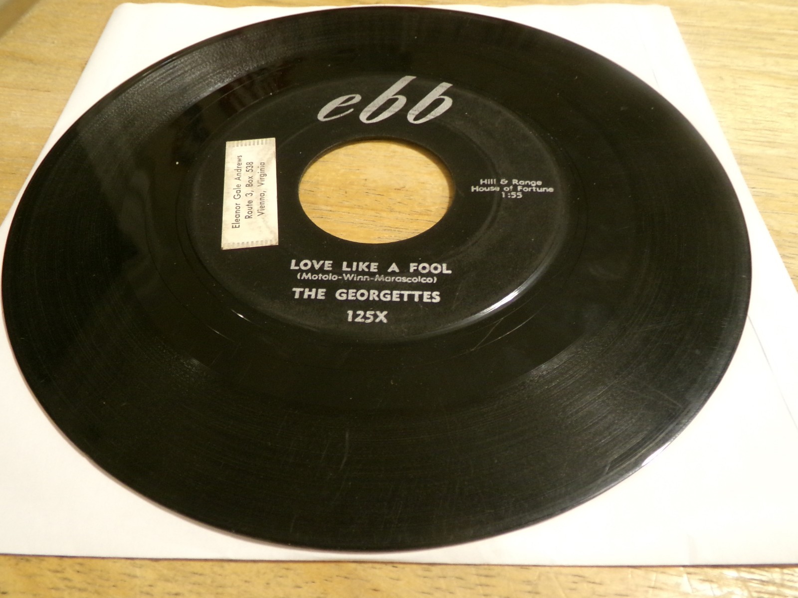 The Georgettes 45 - Love Like a Fool - Ebb 125X
