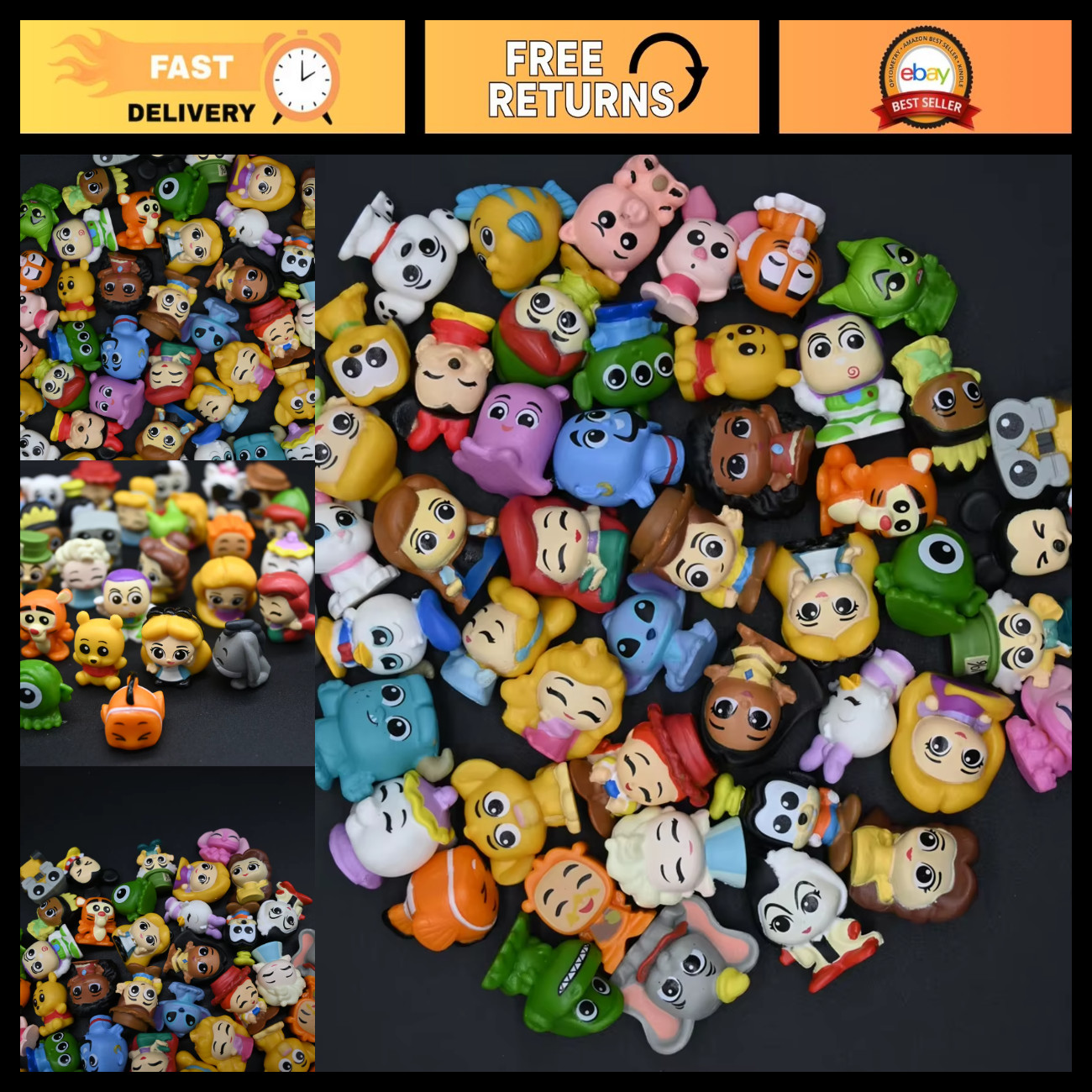 Set di statuine principessa Kawaii 48 pezzi - Mini Raperonzolo, Biancaneve, Gelsomino, Mulan,