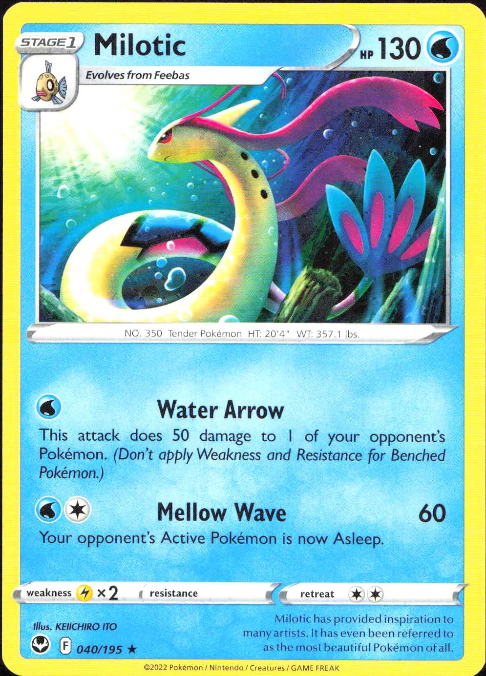 Pokémon Milotic 40/195 Tempesta d'Argento 2022 quasi nuovo