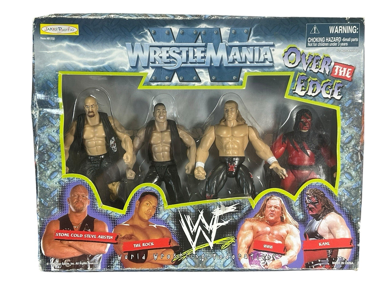 WWF Jakks Over the Edge Confezione da 4 MOC 1999 WrestleMania | Stone Cold Rock HHH Kane.