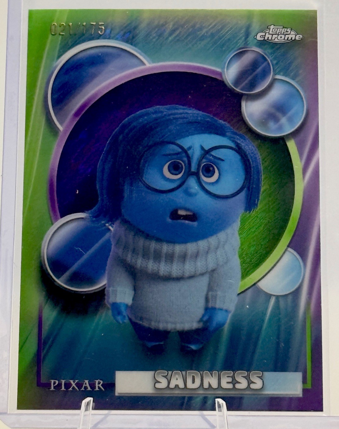2026 Topps Chrome Disney - Sadness - Purple Light Green Shimmer Refractor /175