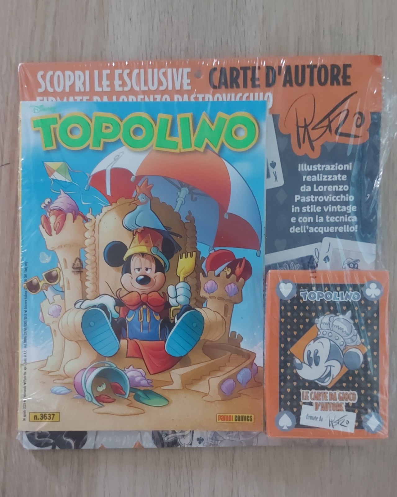 TOPOLINO 3637 - Blisterato con mazzo di carte da gioco d'autore - Pastrovicchio