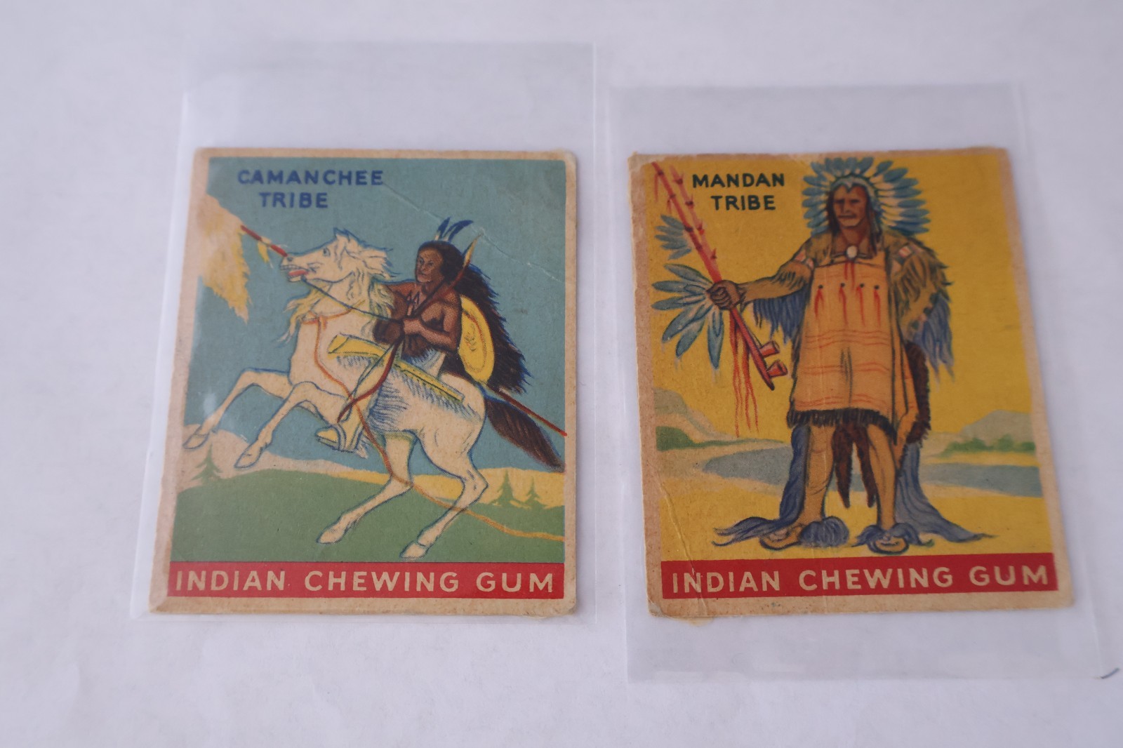 Camanchee Tribe & Mandan Tribe 1947 Indian Gum Low Grade 2 Card Lot - Item #3889