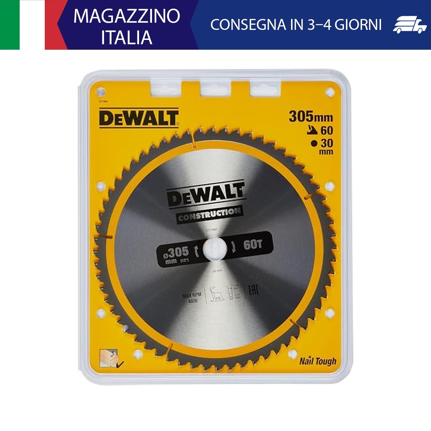 DEWALT DT1960-QZ Lama Circolare per Edilizia, per Macchine Stazionarie, 305 x 30