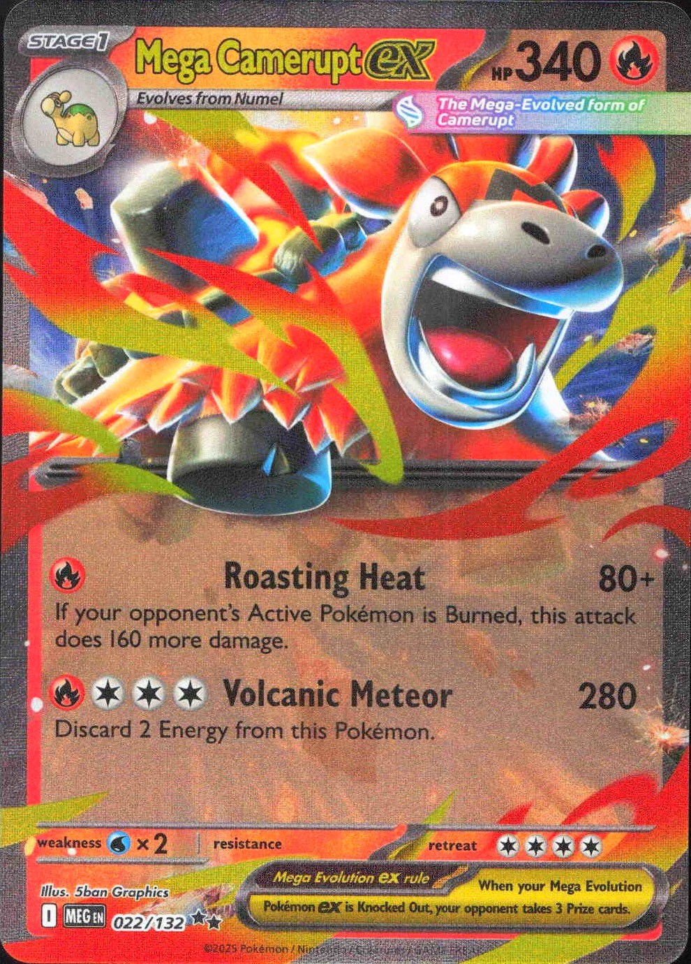 Mega Camerupt ex Holofoil 22/132 Mega Evoluzione 2025 NM Pokémon