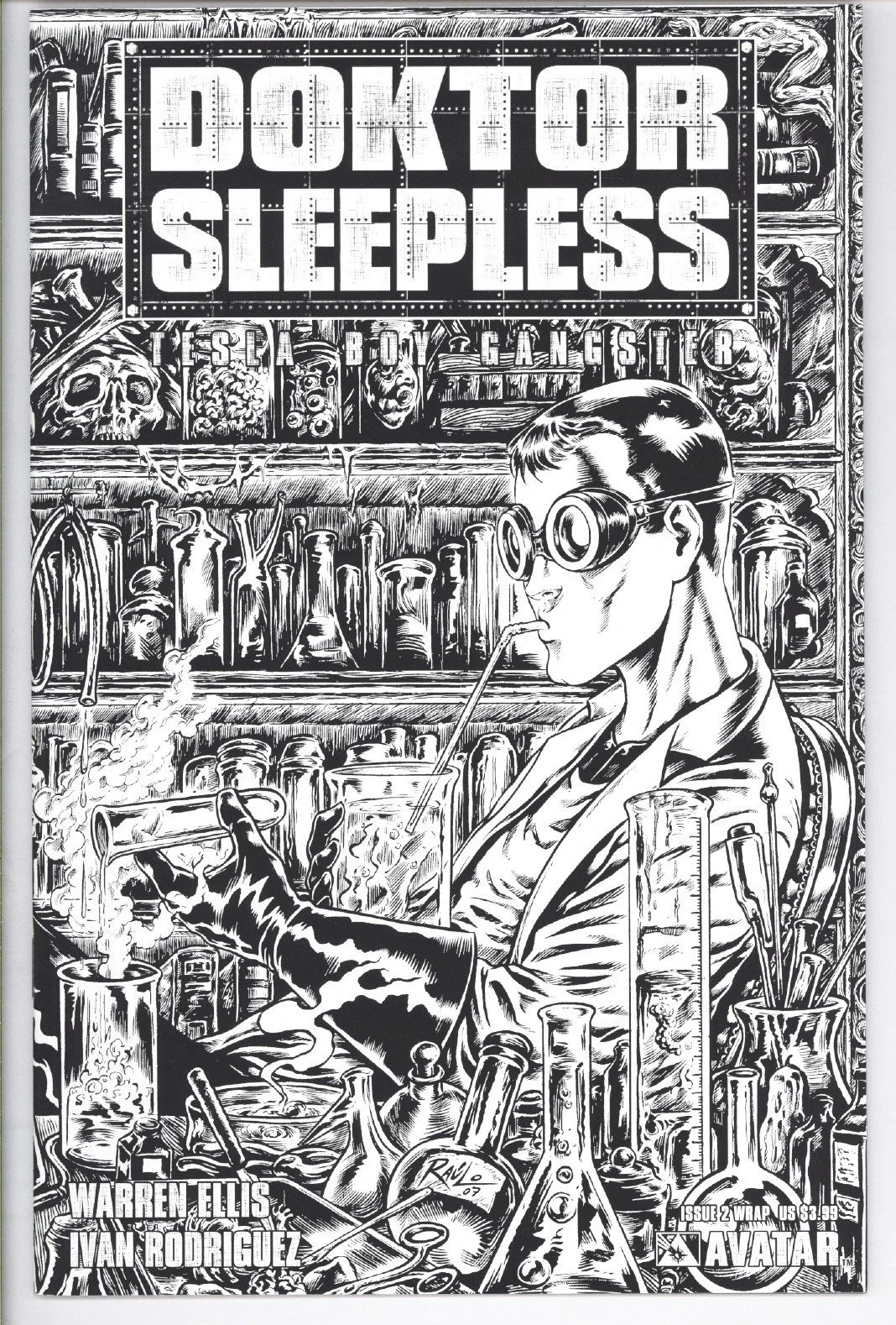 DOKTOR SLEEPLESS  #2B  Black & White Wraparound 2007 (FN)    I COMBINE SHIPPING!