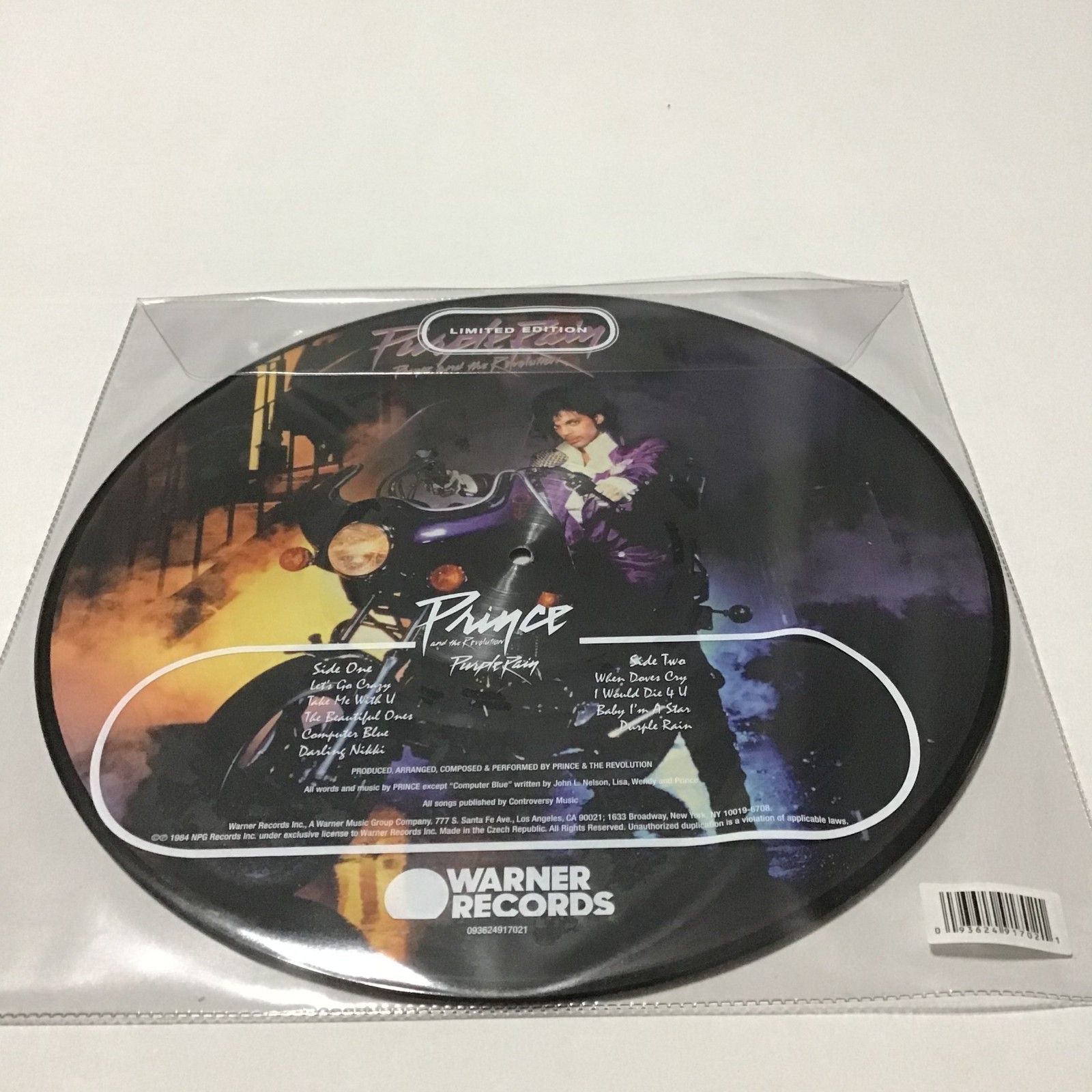 Prince Purple Rain 2017 Limited Edition Picture Disc Vinyl LP Warner Records