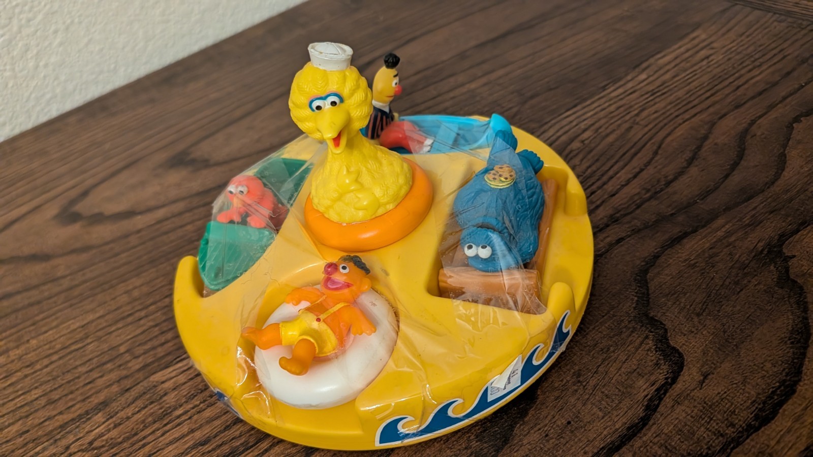 Vintage Illco Sesame Street Vasca Galleggiante Puzzle Bagno Giocattolo Set Completo Big Bird
