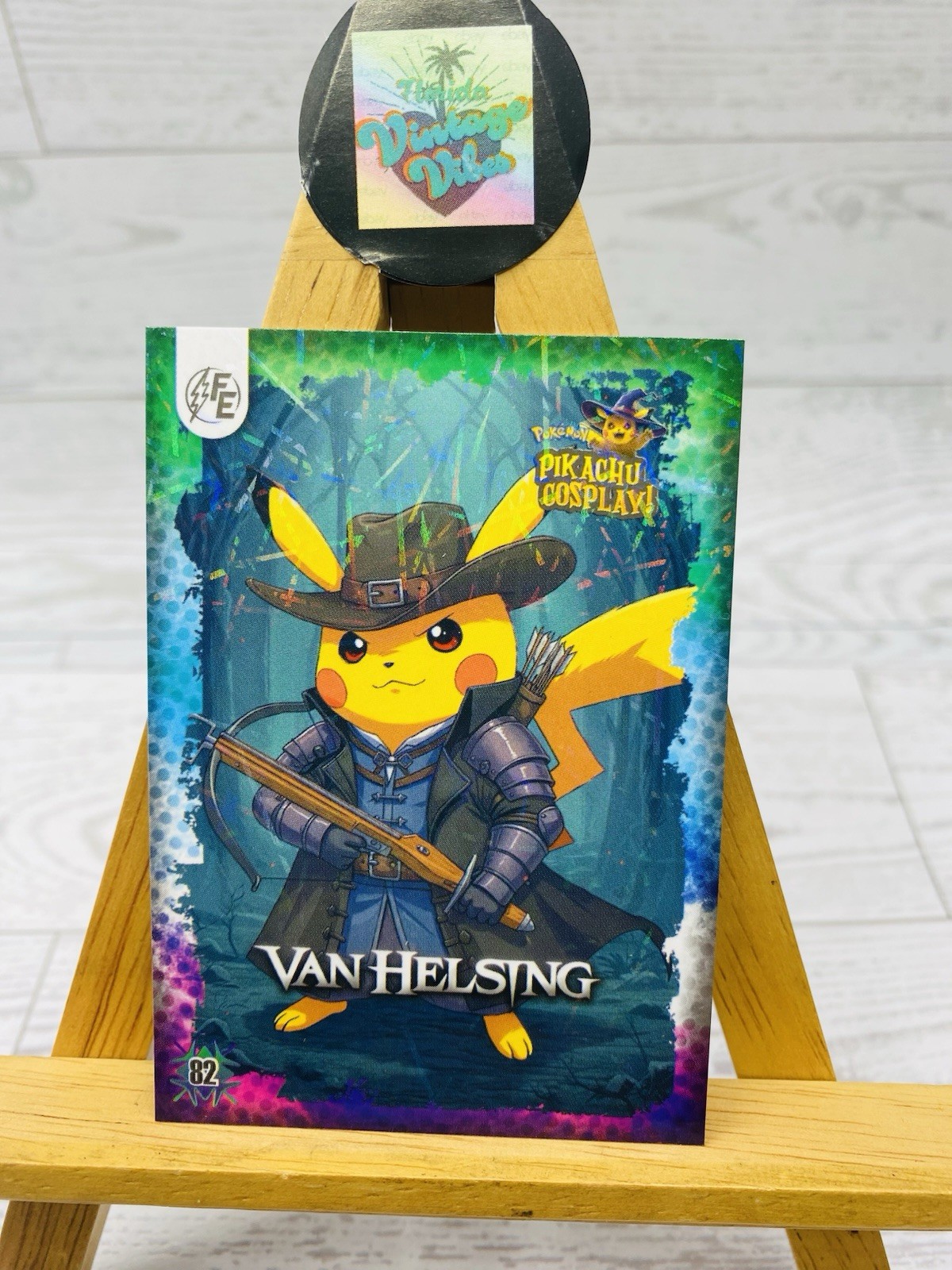 Pikachu as Cosplay Van Helsing Pop Culture Fan Art Lazer Holo Trading Card