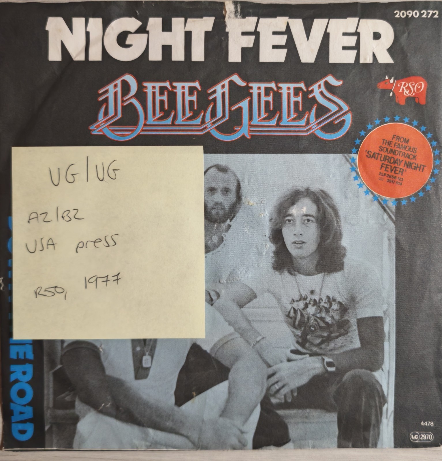 Bee Gees Night Fever Vinyl Record 7" VG/VG 2090272 1977