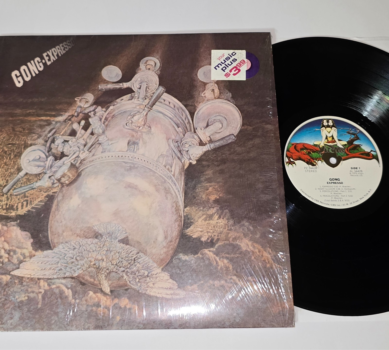 GONG EXPRESSO LP IN SHRINK PROG ROCK 1976 VIRGIN RECORDS VINYL JAZZ FUSION EX