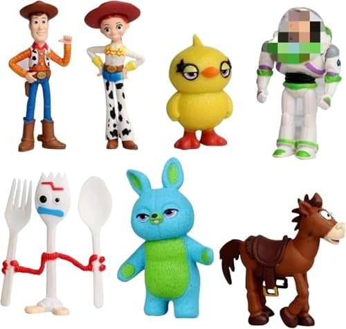 Set action figure: 7 pezzi personaggi anime Woody, Buzz, Jessie Toy Story