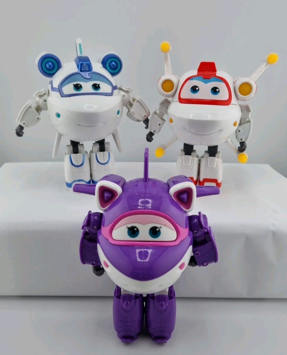 Pacchetto aereo Super Wings Transform-A-Bots x3 Astra Astro Crystal 5" raro ottime condizioni