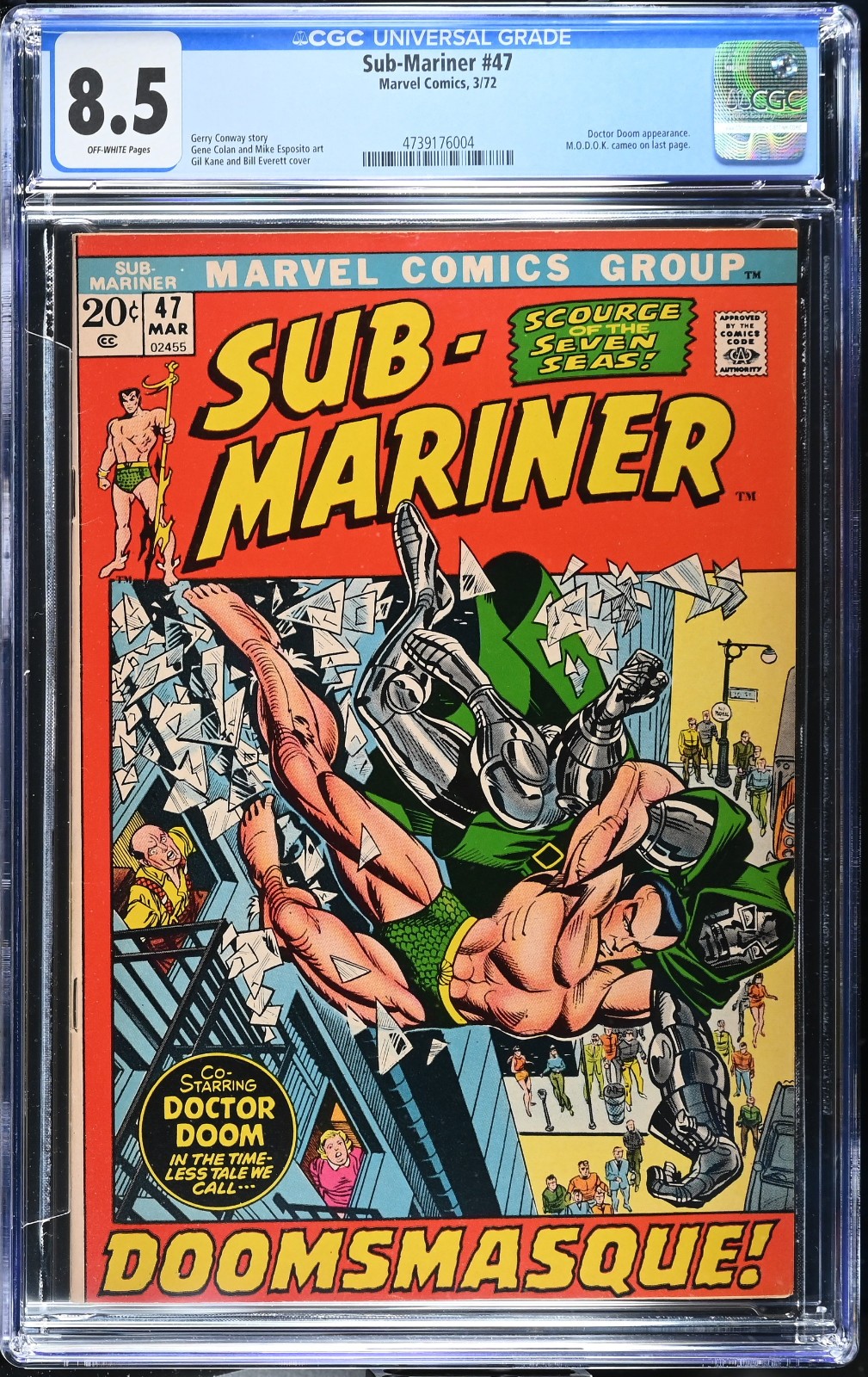 Sub-Mariner 47 CGC 8.5 VF+ Doctor Doom app M.O.D.O.K. cameo marvel fumetti 1972