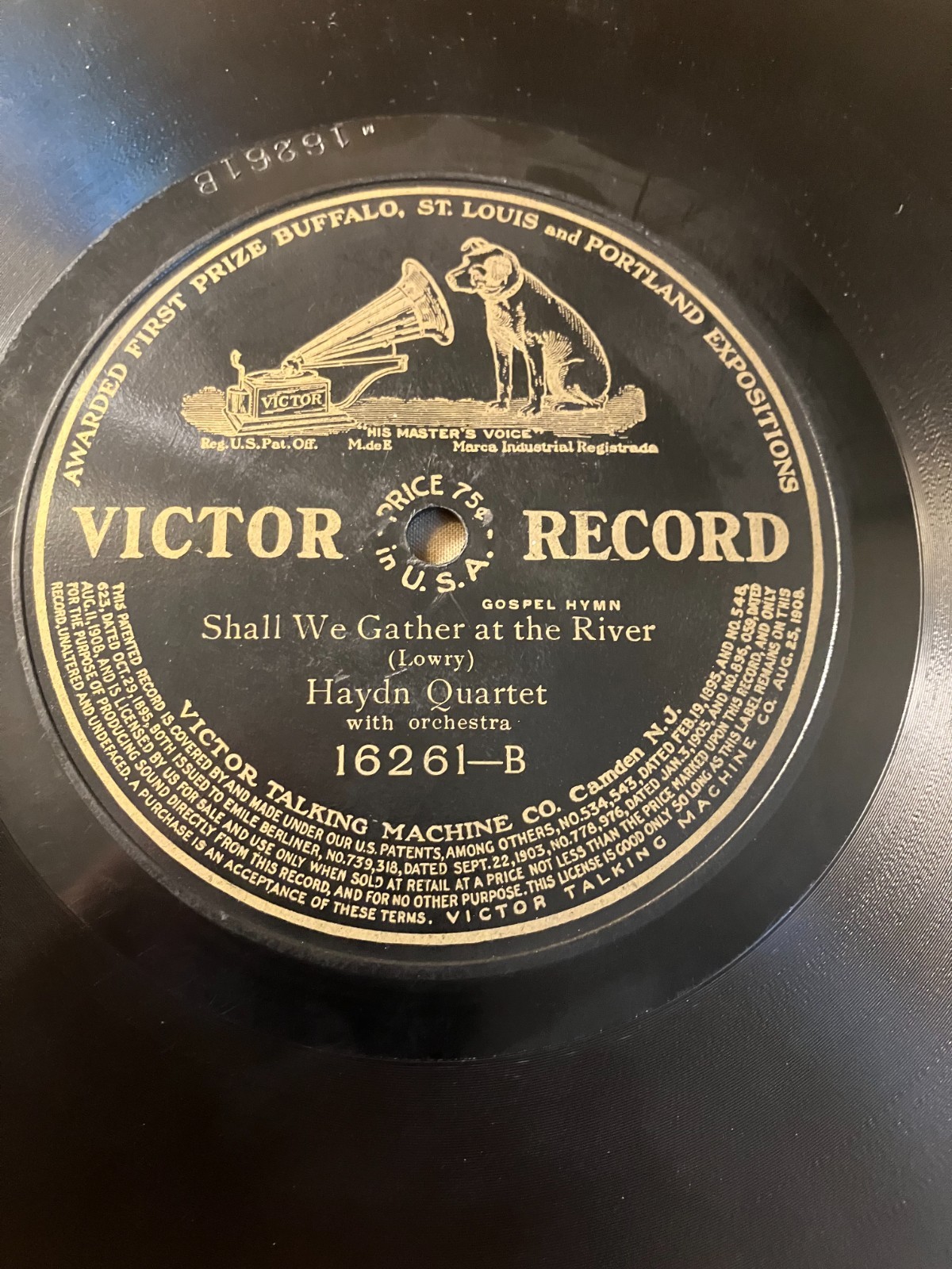 Victor 78RPM Record #16261 "Shall We Gather at the River?" Haydn Quartet