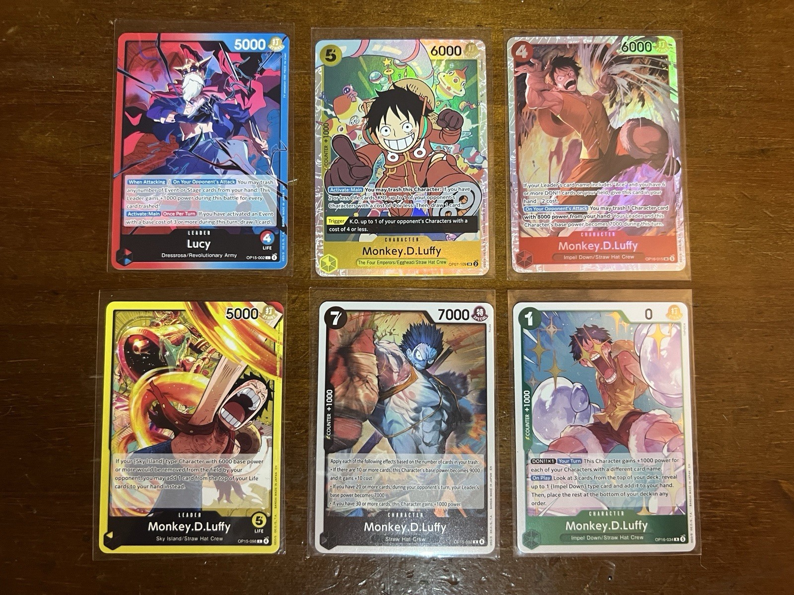 One Piece CCG Monkey.D.Luffy  6-Card Lot English Mix Of SR, R, L