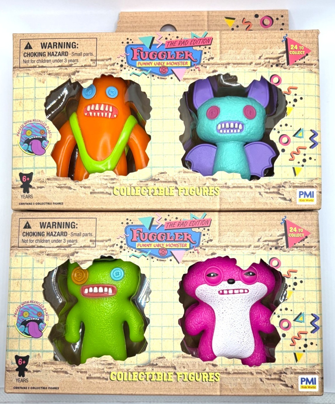 FUGGLER Rad Edition x2 Confezione da 2 Set di Figure Pipistrello Alato Sasquoosh Mostro Scoiattolo