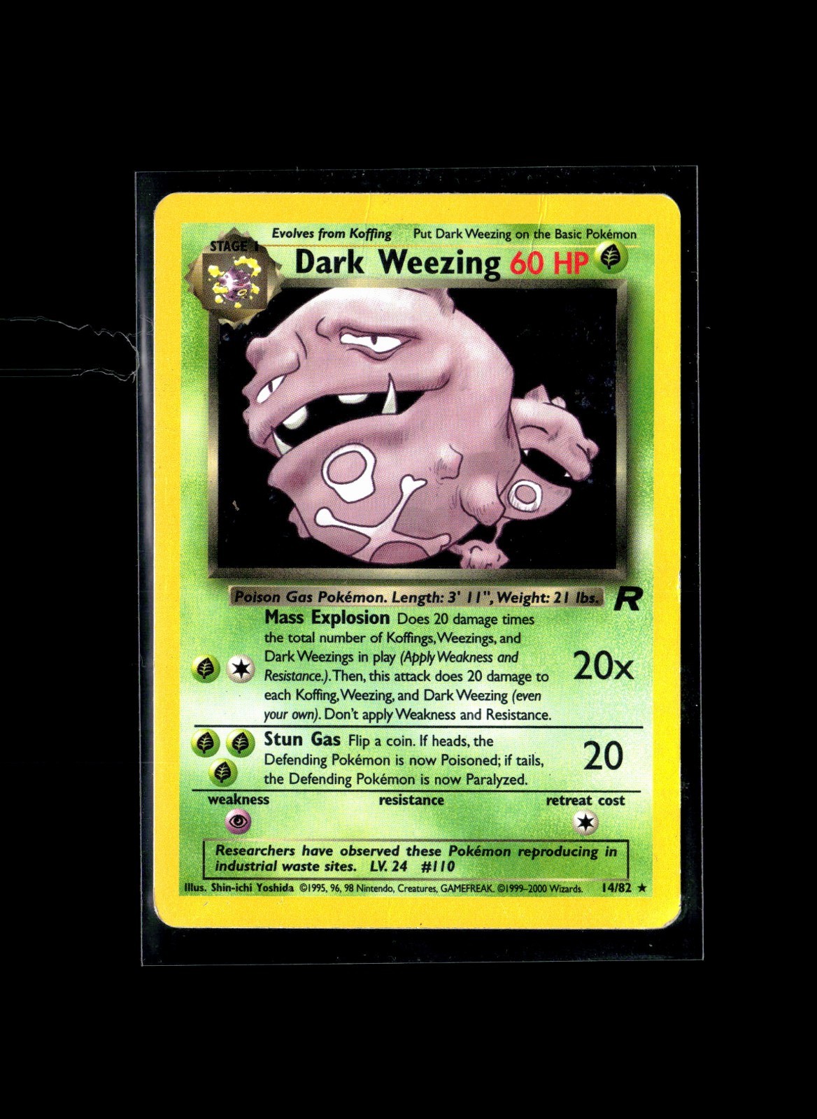 Pokemon 2000 Dark Weezing 14/82 Team Rocket raro holo sgualcito