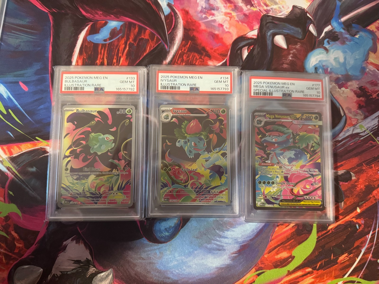 PSA 10 Sequential Mega Evolution Bulbasaur 133, Ivysaur 134, Venusaur 177