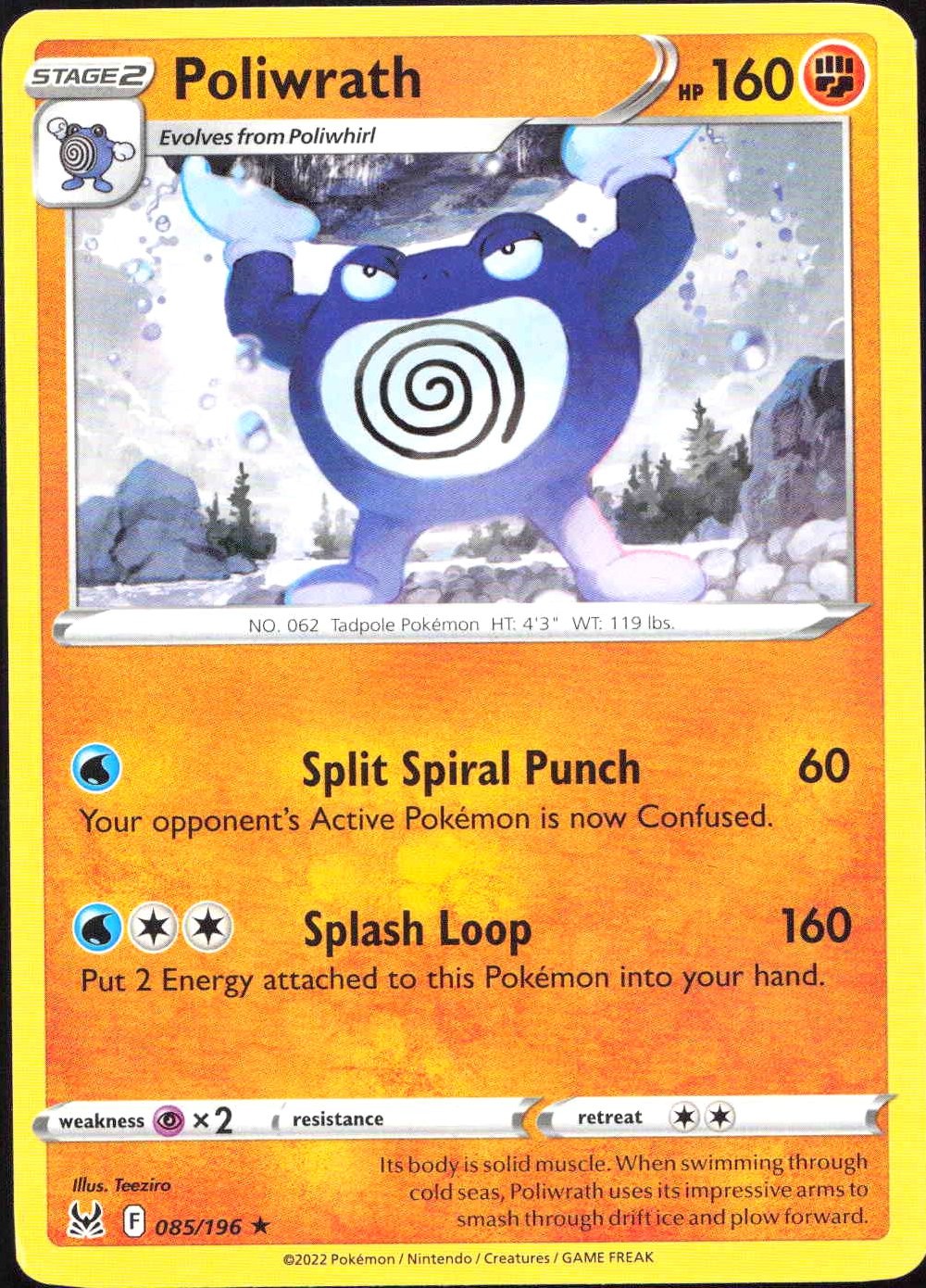 Pokémon Poliwrath 85/196 Origine Perduta 2022 quasi nuovo