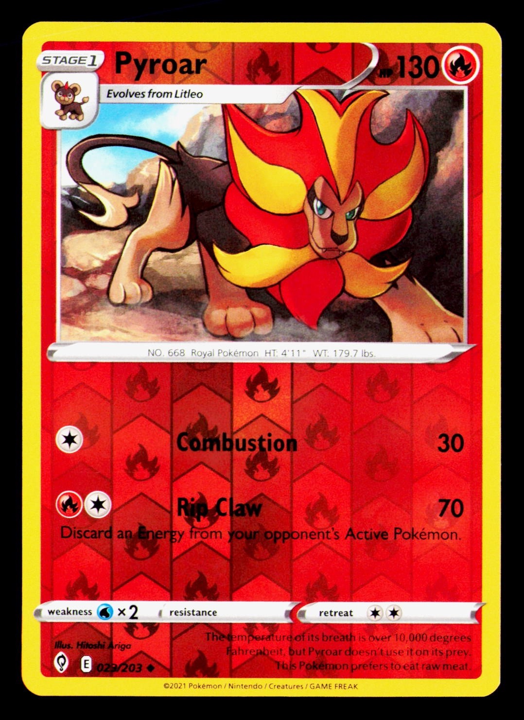 Pyroar 023/203 Evolving Skies Pokémon Reverse Holo Near Mint NM - NEW