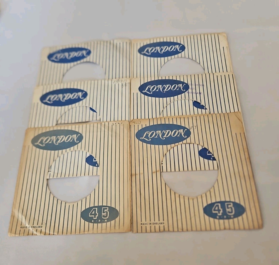UK 45 RPM 7" RECORD SLEEVES CO. SLEEVE 6 PACK SEE PHOTO London Records (SLV400)