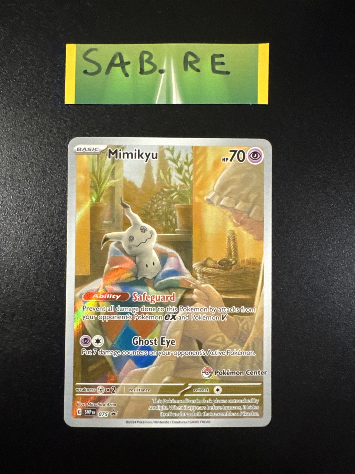 MINT Condition Mimikyu SVP075 Promo Pokémon Center Stamp Card