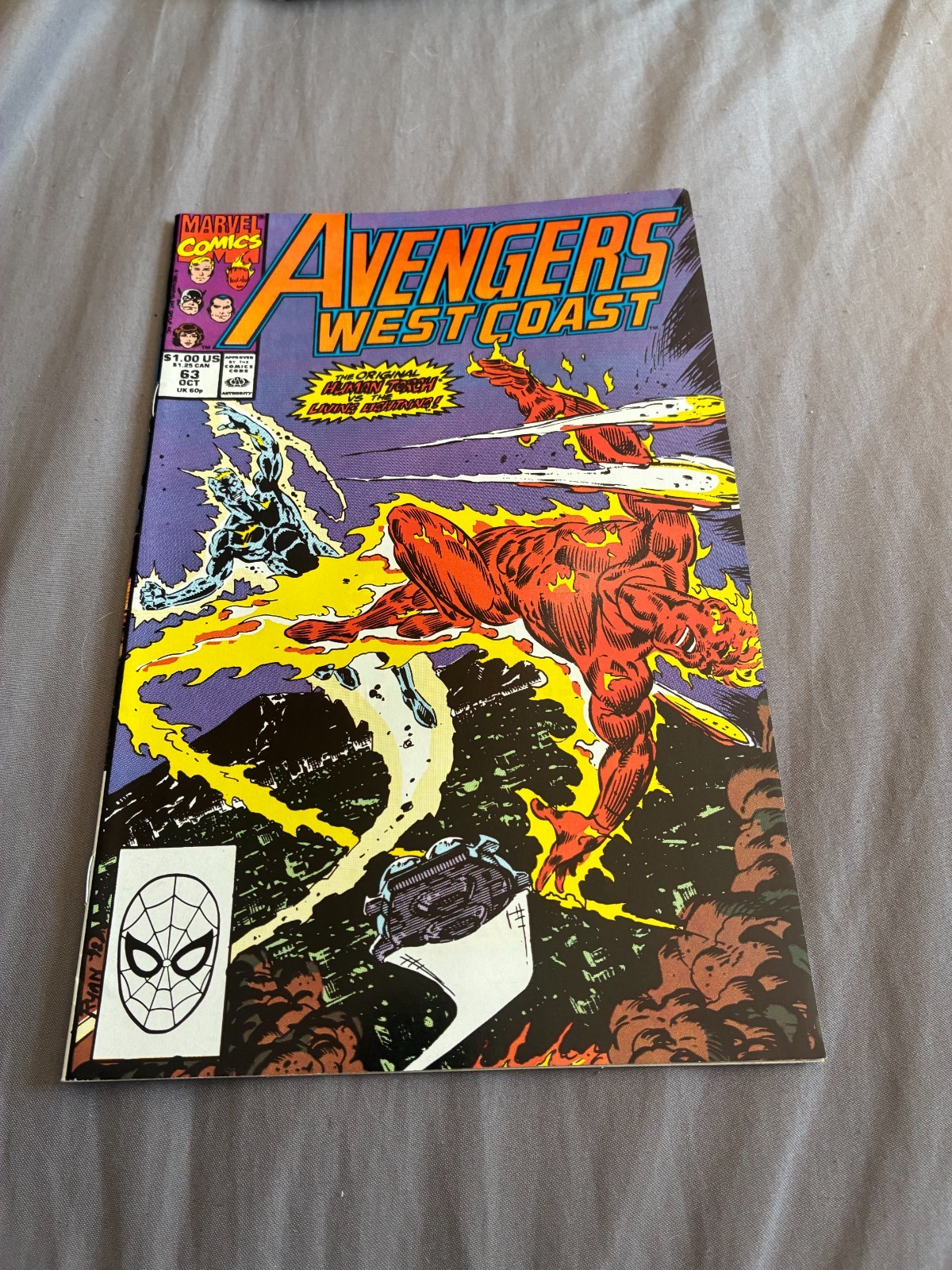 Avengers West Coast #63 - The Original Human Torch Vs. The Human Torch! - Comic