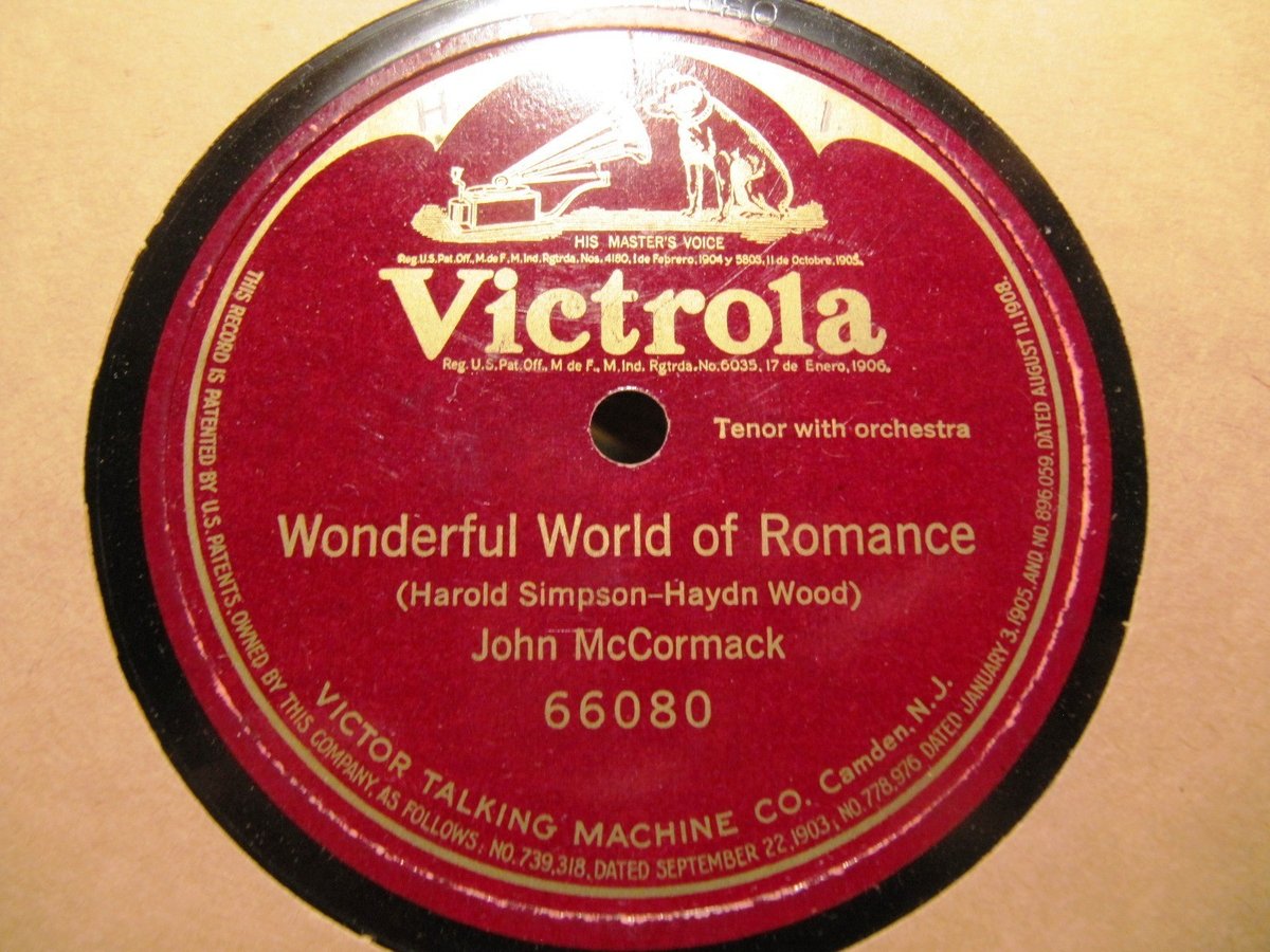 1920 John McCormack IRISH TENOR Simpson Wonderful World of Romance VICTOR 66080