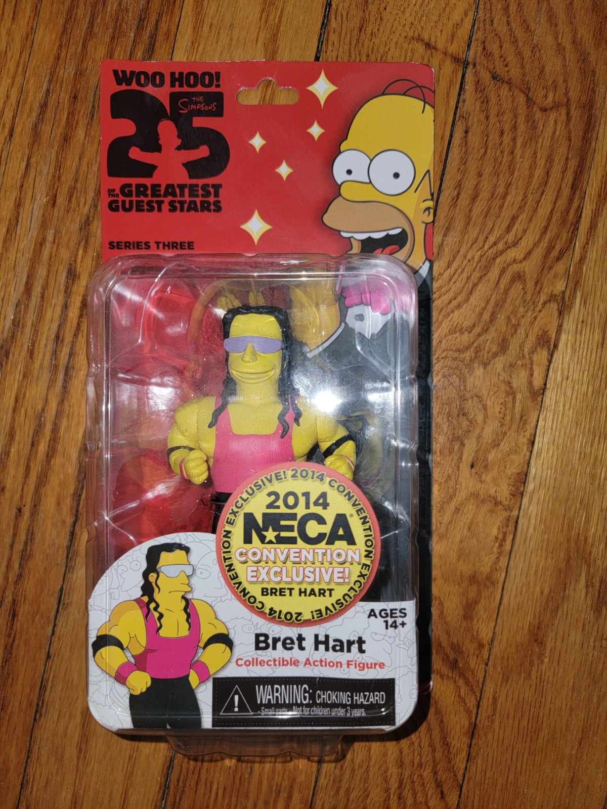 NECA Bret Hart 2014 Convention Exclusive 5" Action Figure Simpsons WWF WWE Nuovo
