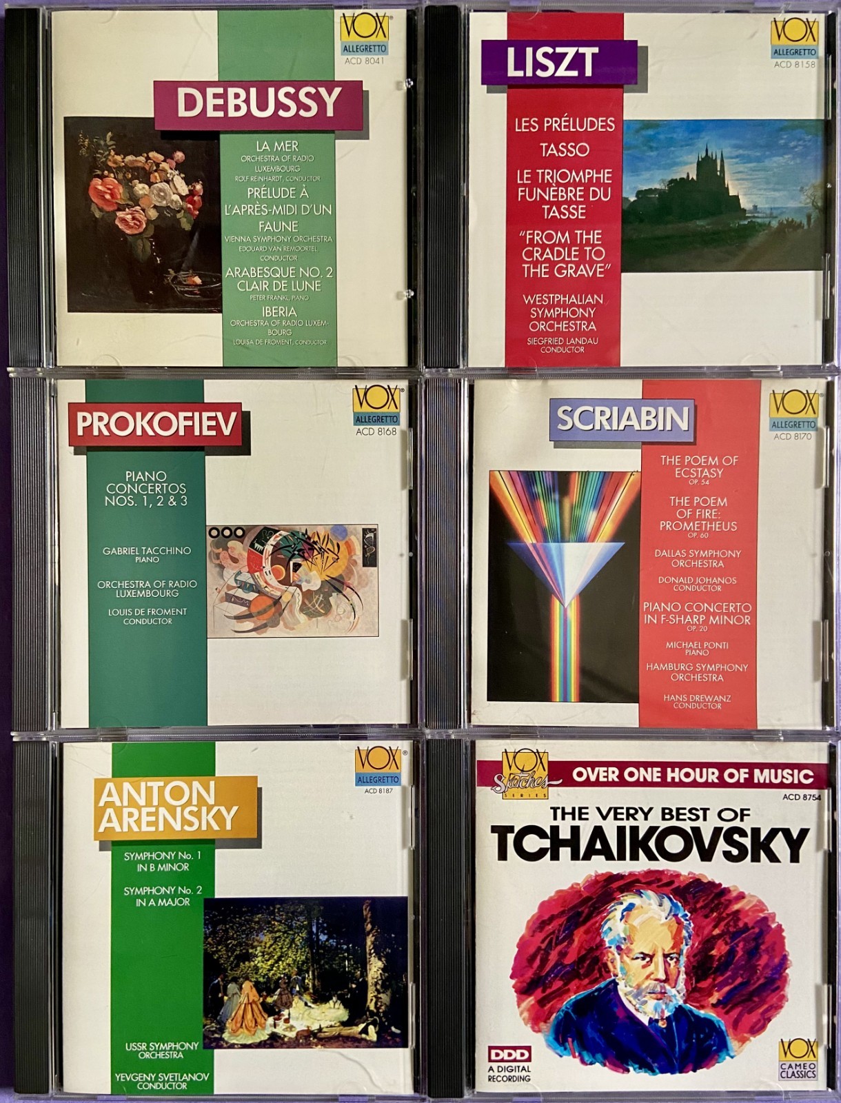 Classical 6 CD Lot Vox Allegretto Debussy Liszt Prokofiev Tchaikovsky