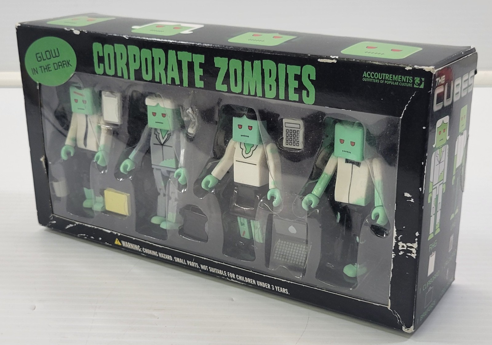 *C3) Set Figurine 2006 Accoutrements The Cubes Corporate Zombies Glow in the Dark