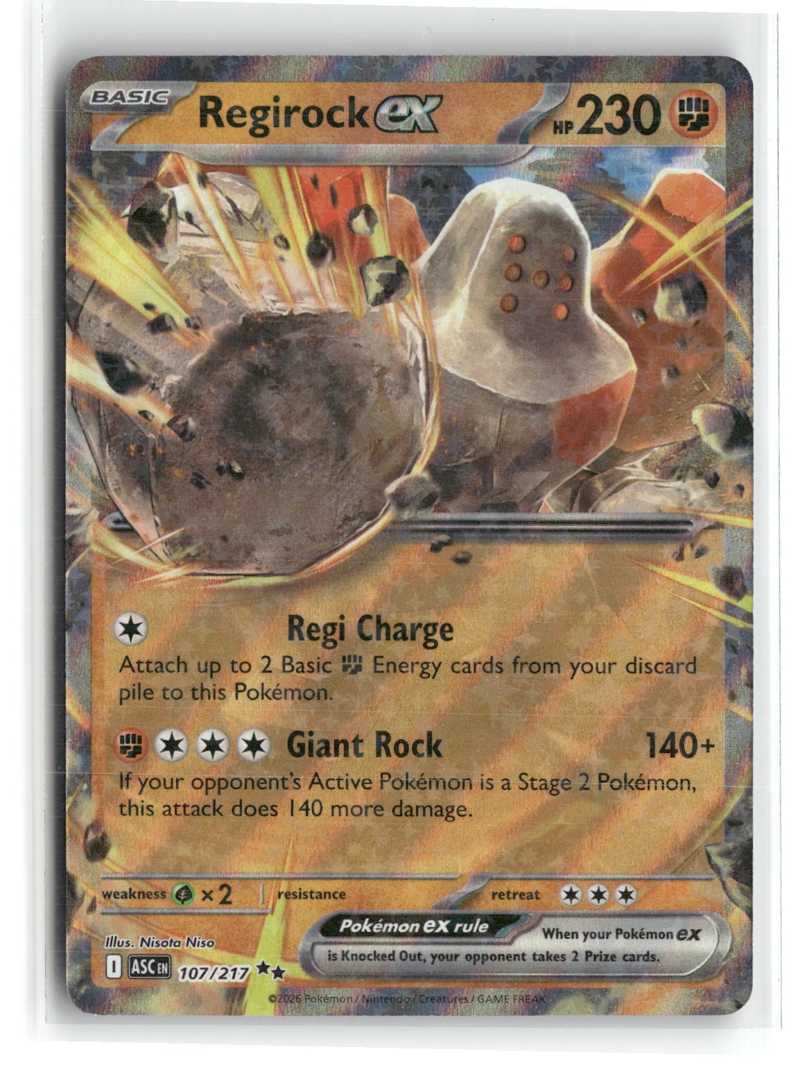 Regirock ex Holo Double Rare Ascended Heroes 107/217 Pokemon Near Mint