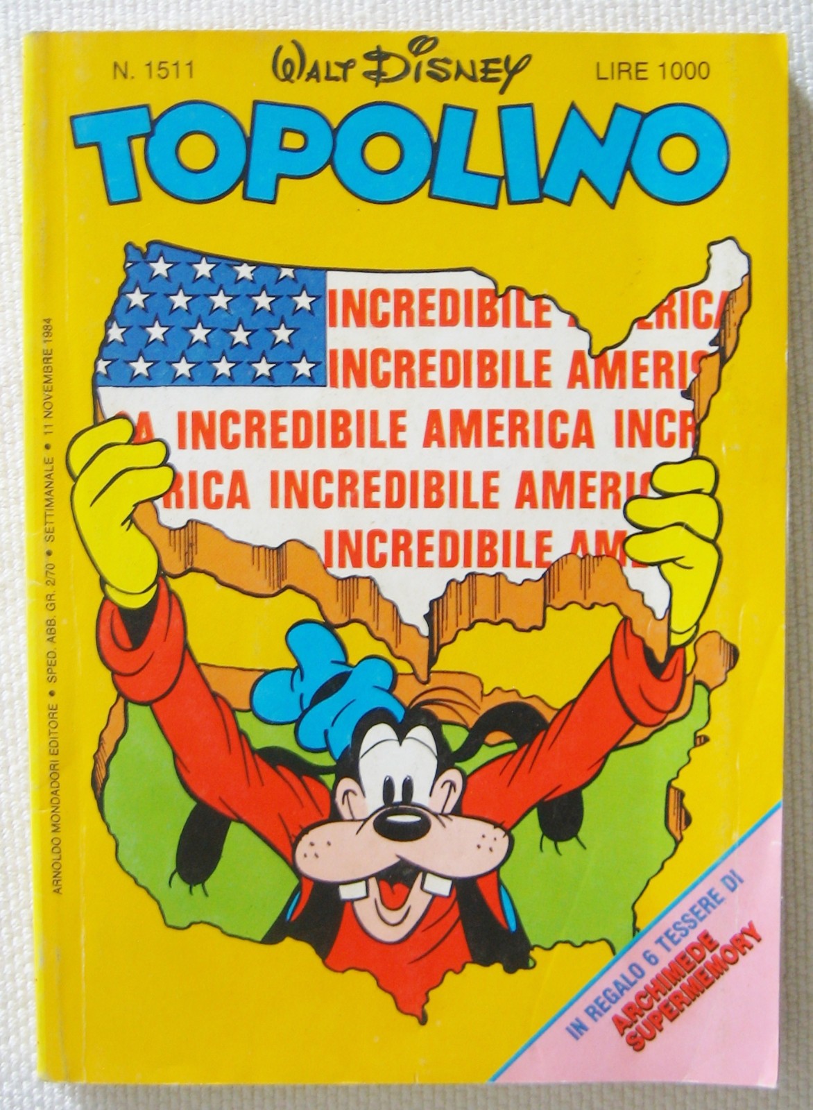 TOPOLINO DISNEY n.1511 -11 Novembre 1984-Lire 1000 Arnoldo Mondadori Comics