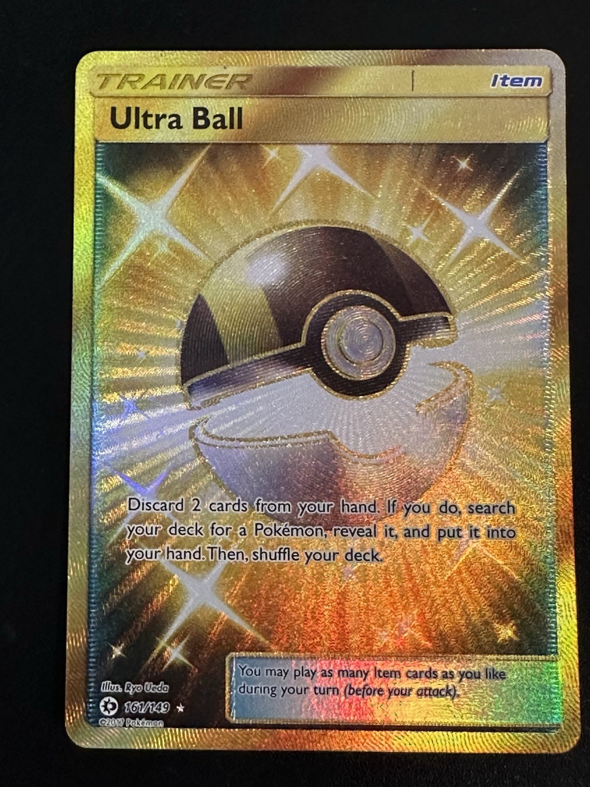Ultra Ball 161/149 Pokemon Sun and Moon Base Set Gold Secret Rare Holo NM