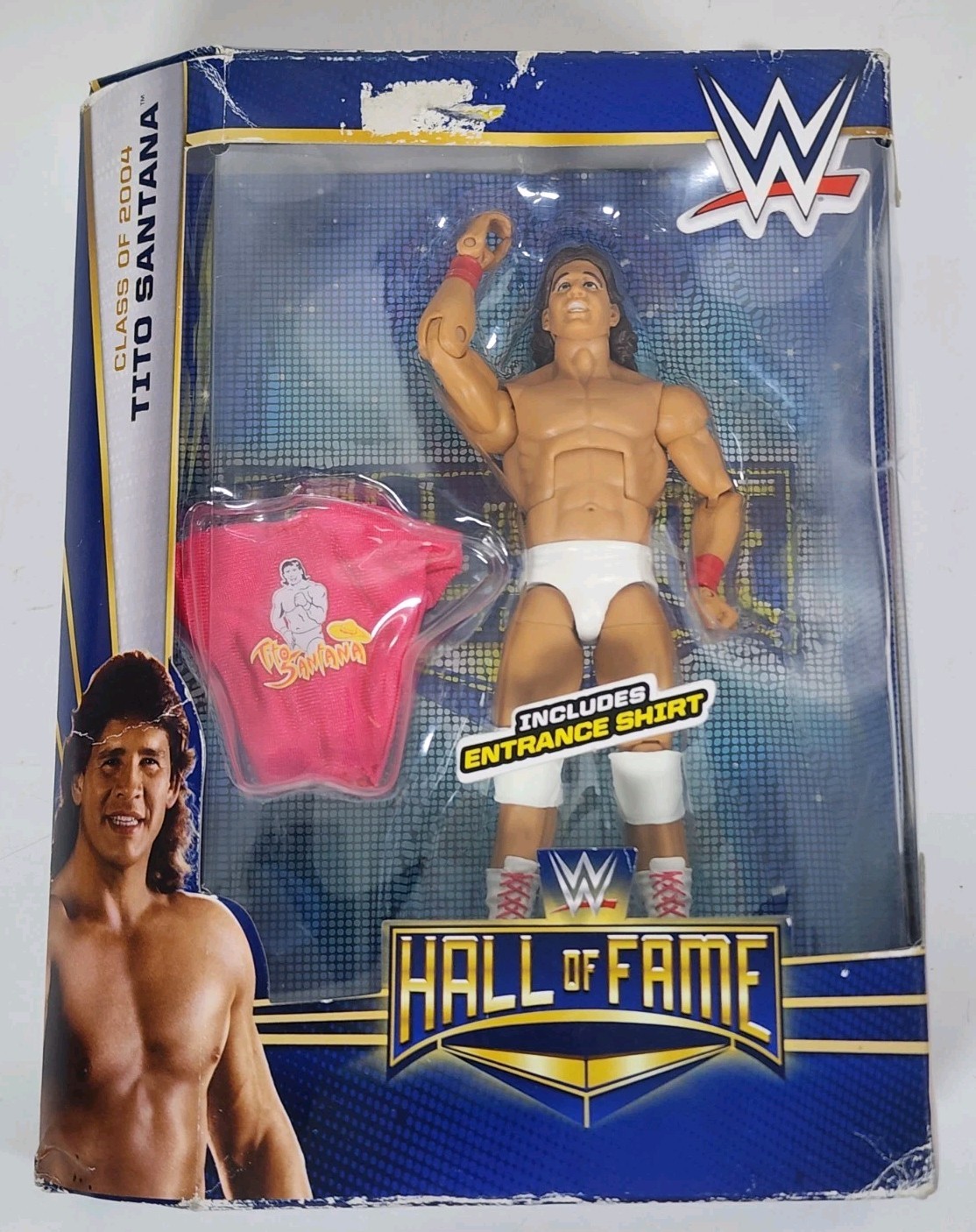 Mattel WWE Target Exclusive Hall of Fame Elite Tito Santana con maglia ingresso NUOVO