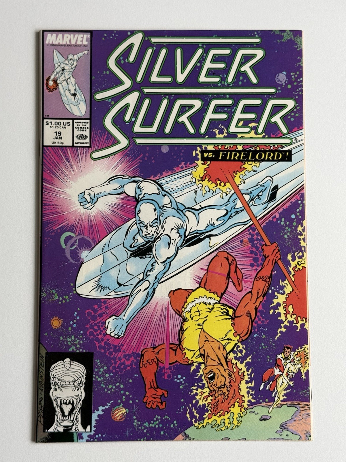 SILVER SURFER #19 ◉ 1987 RON LIM*  Firelord Cover * HIGH GRADE NM 👀