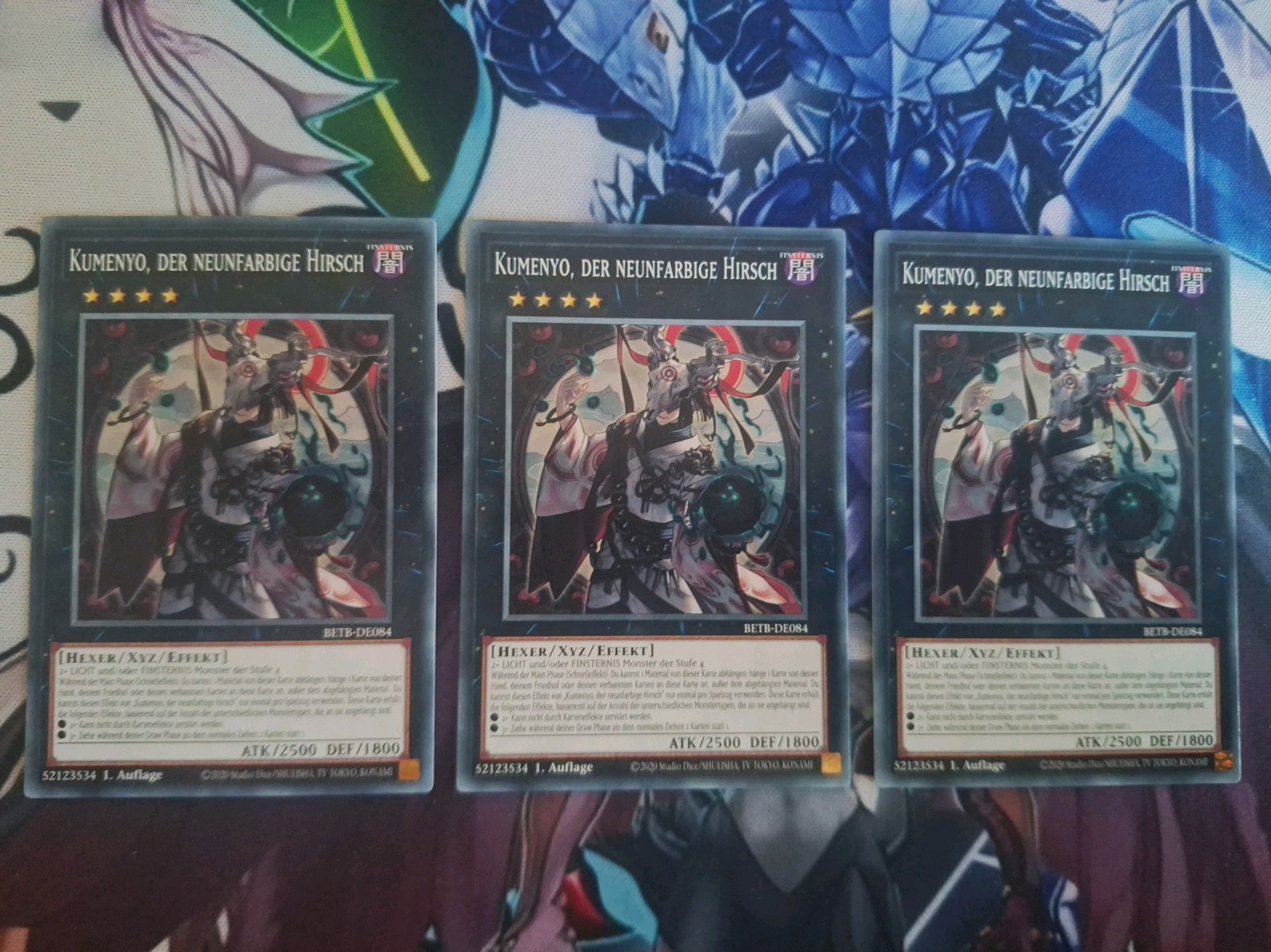 Yu-gi-oh 3x Kumenyo der neunfarbige Hirsch Common 1.Auflage Deutsch