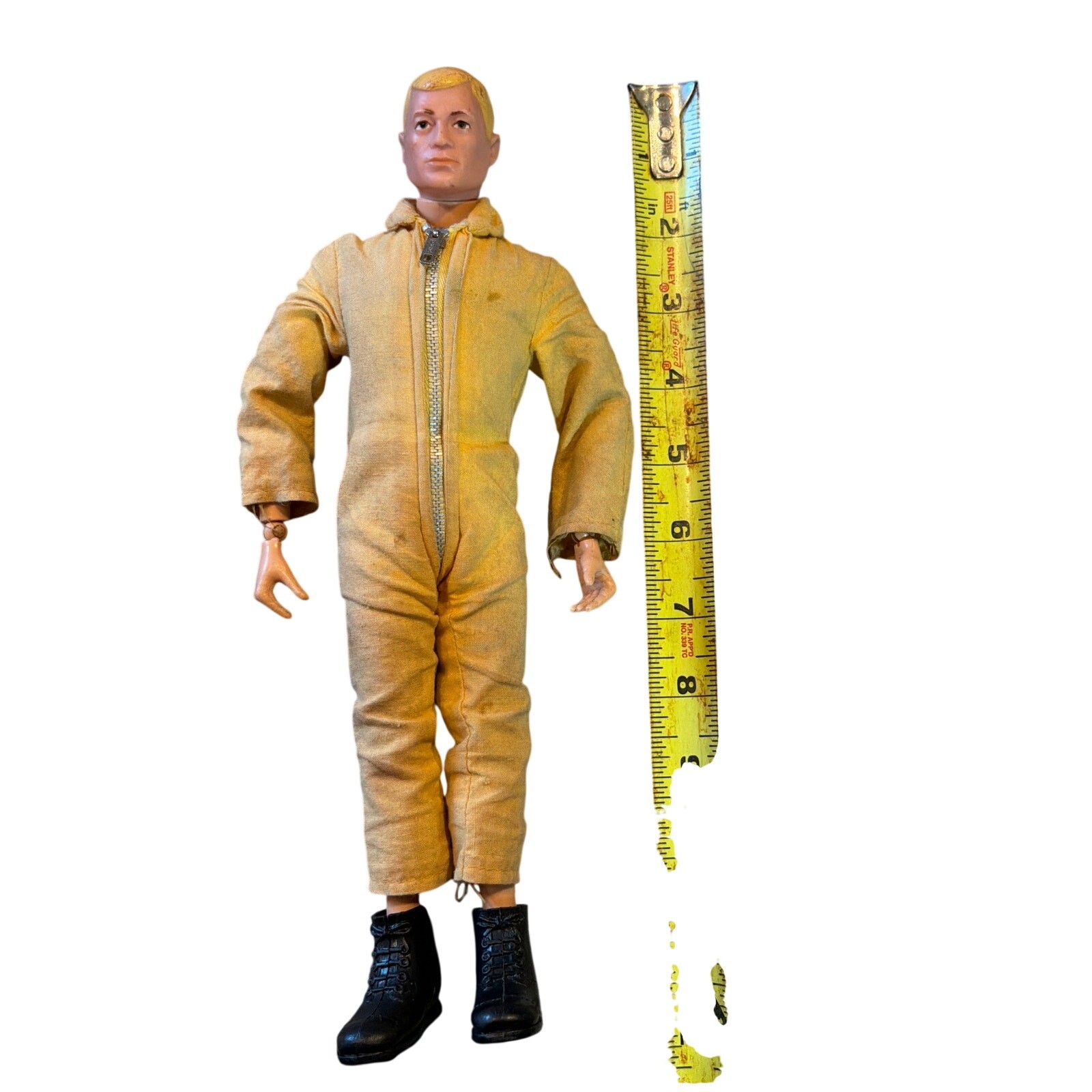 Vintage 1964 GI JOE Hasbro Blonde Hard hair Scar USA Yellow Jumpsuit 12"