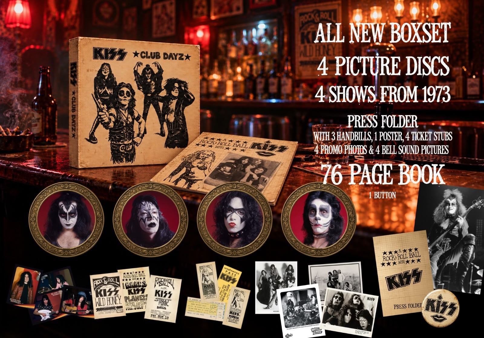 Kiss Club Dayz 4 LP Picture Disc Vinyl Boxset+ Poster+76P Book and more !