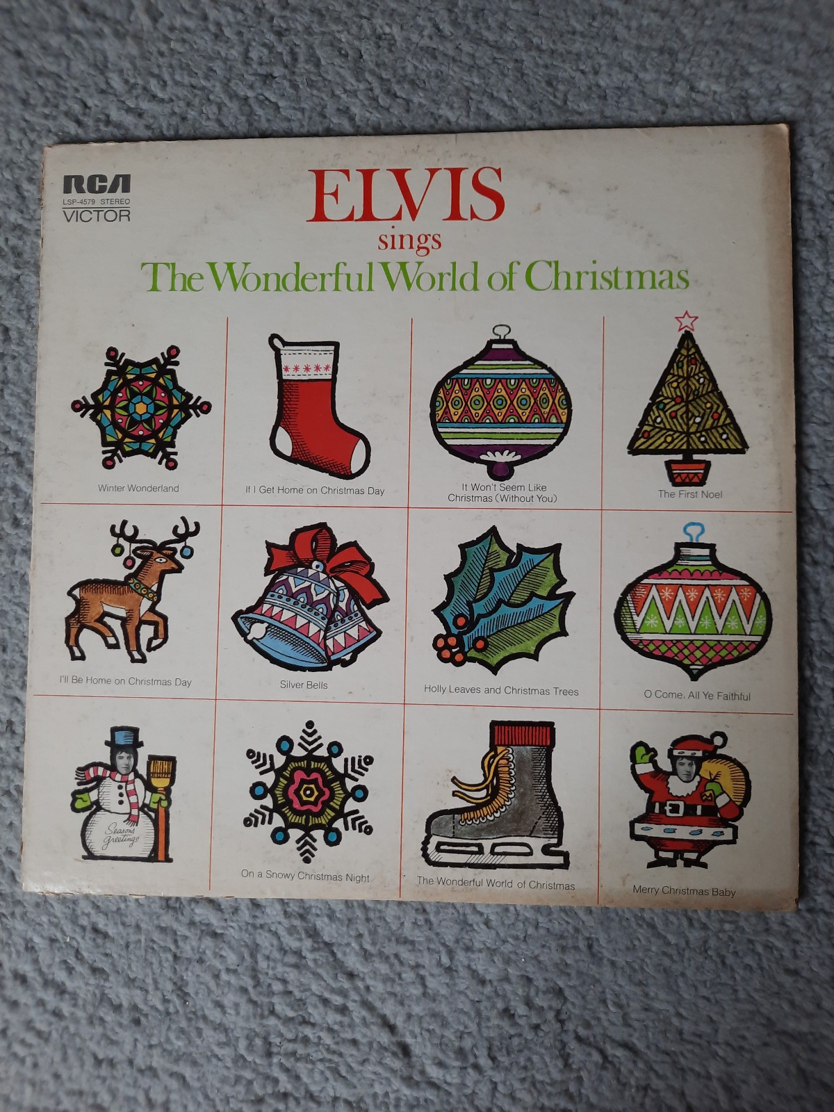 Elvis Presley Sings the Wonderful World of Christmas LP Record Album 1971 Tested