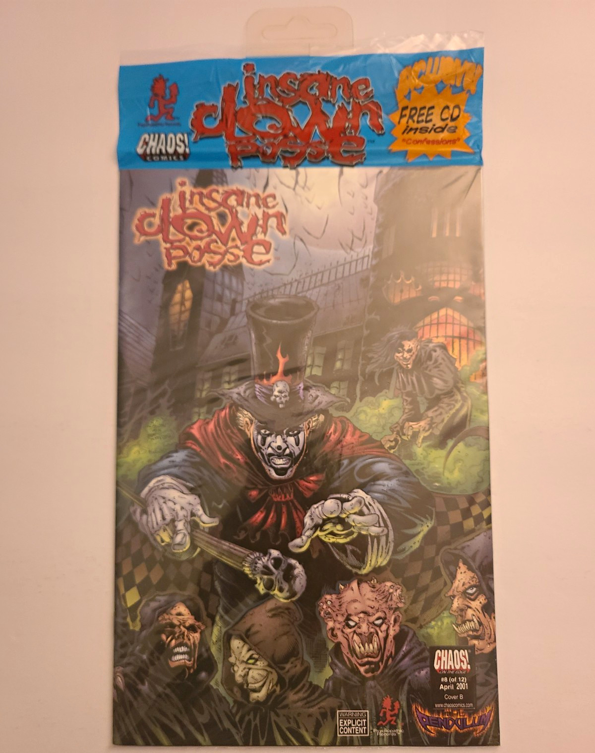 The Pendulum 8 (2001) Confessioni Cover B con CD Insane Clown Posse Chaos! Sigillato