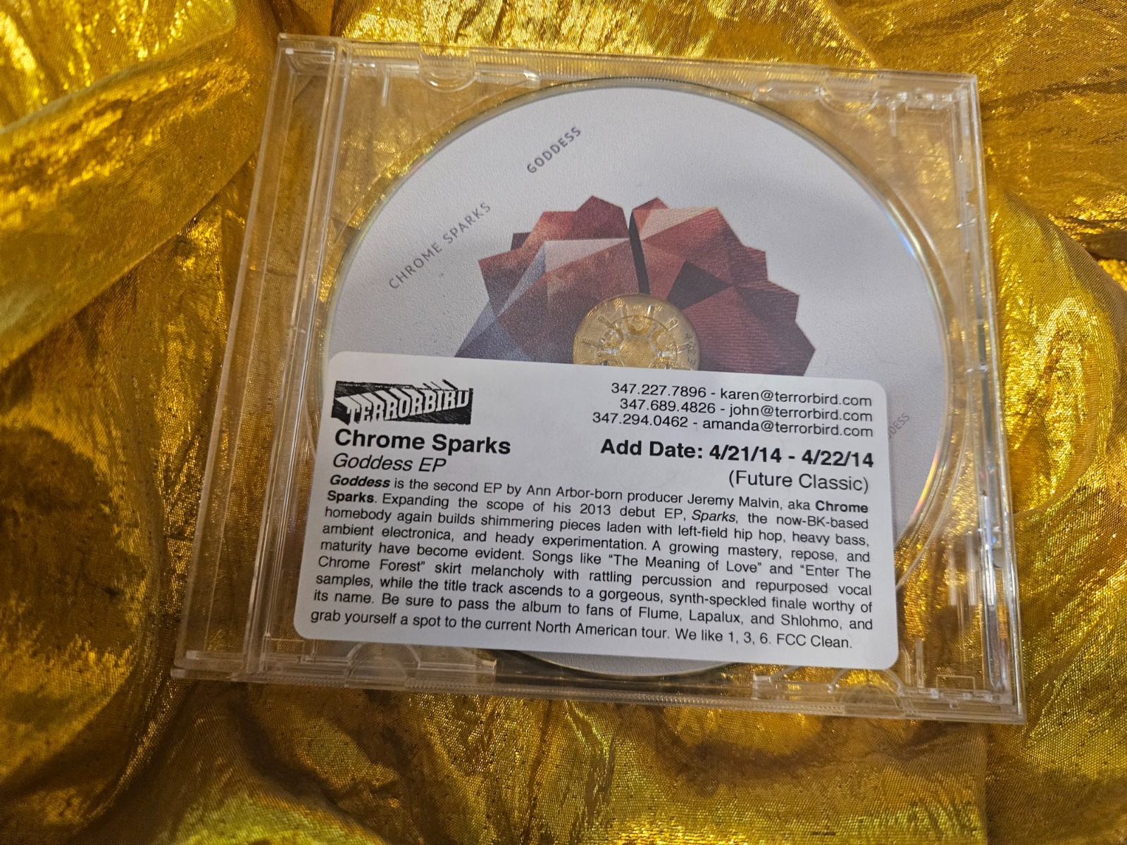 The Goddess EP by Chrome Sparks - the CD Compact Disc 2014 6 Tracks (unplayed)