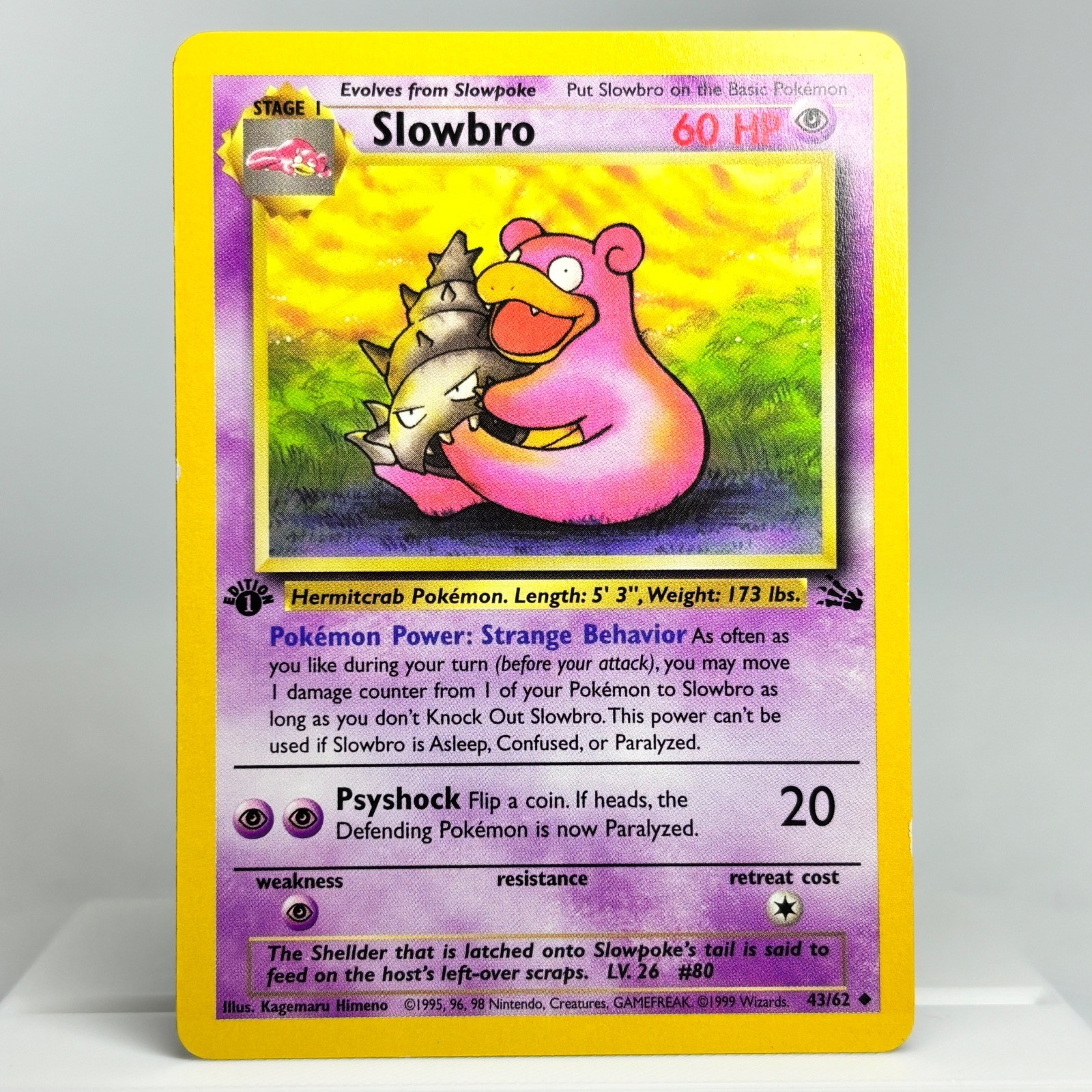SLOWBRO 43/62 Fossil Pokemon non comune 1° edizione VINTAGE giocato moderatamente
