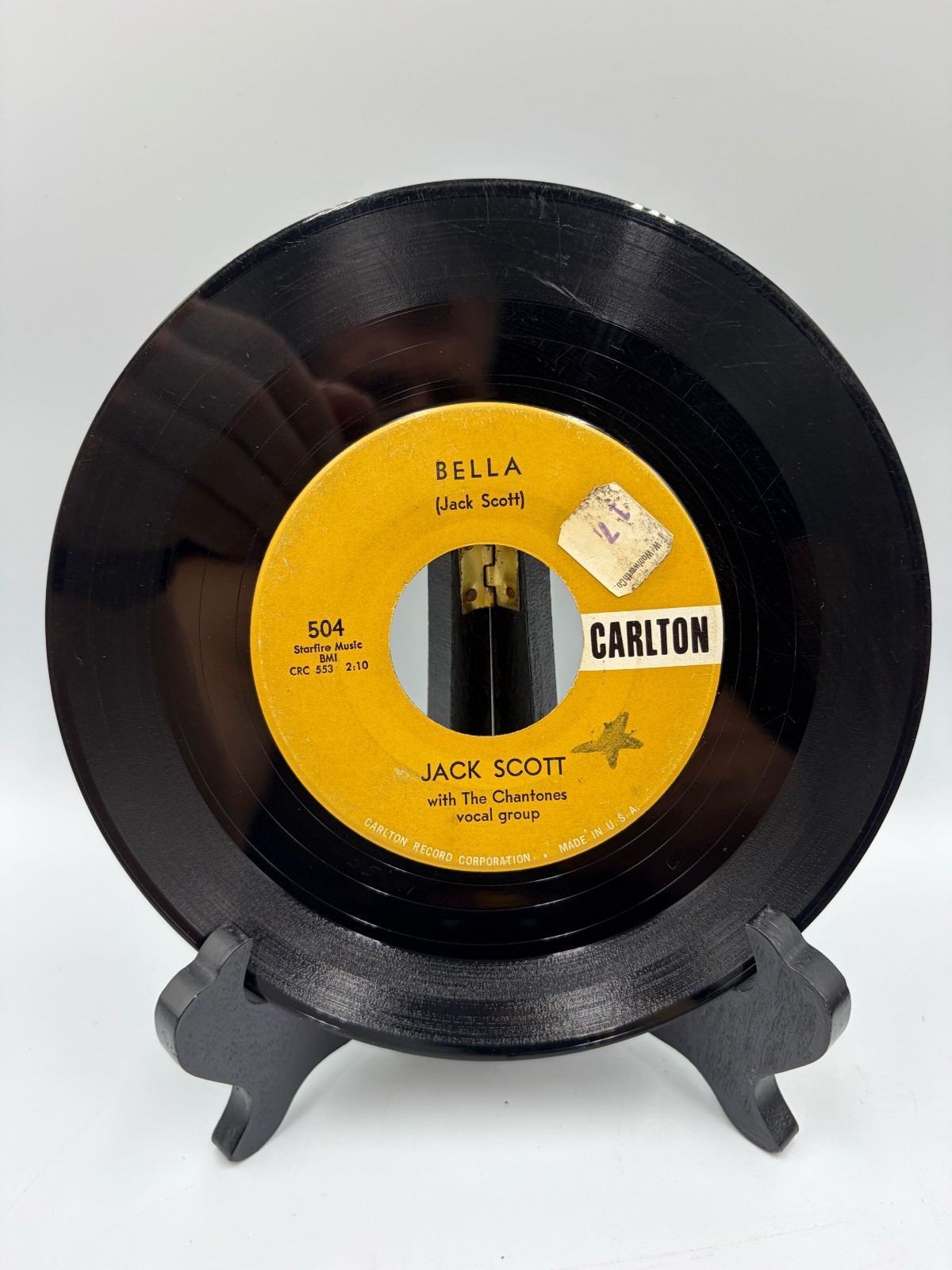 Jack Scott Bella / I Never Felt Like This 45 Carlton 504 Chantones Rockabilly