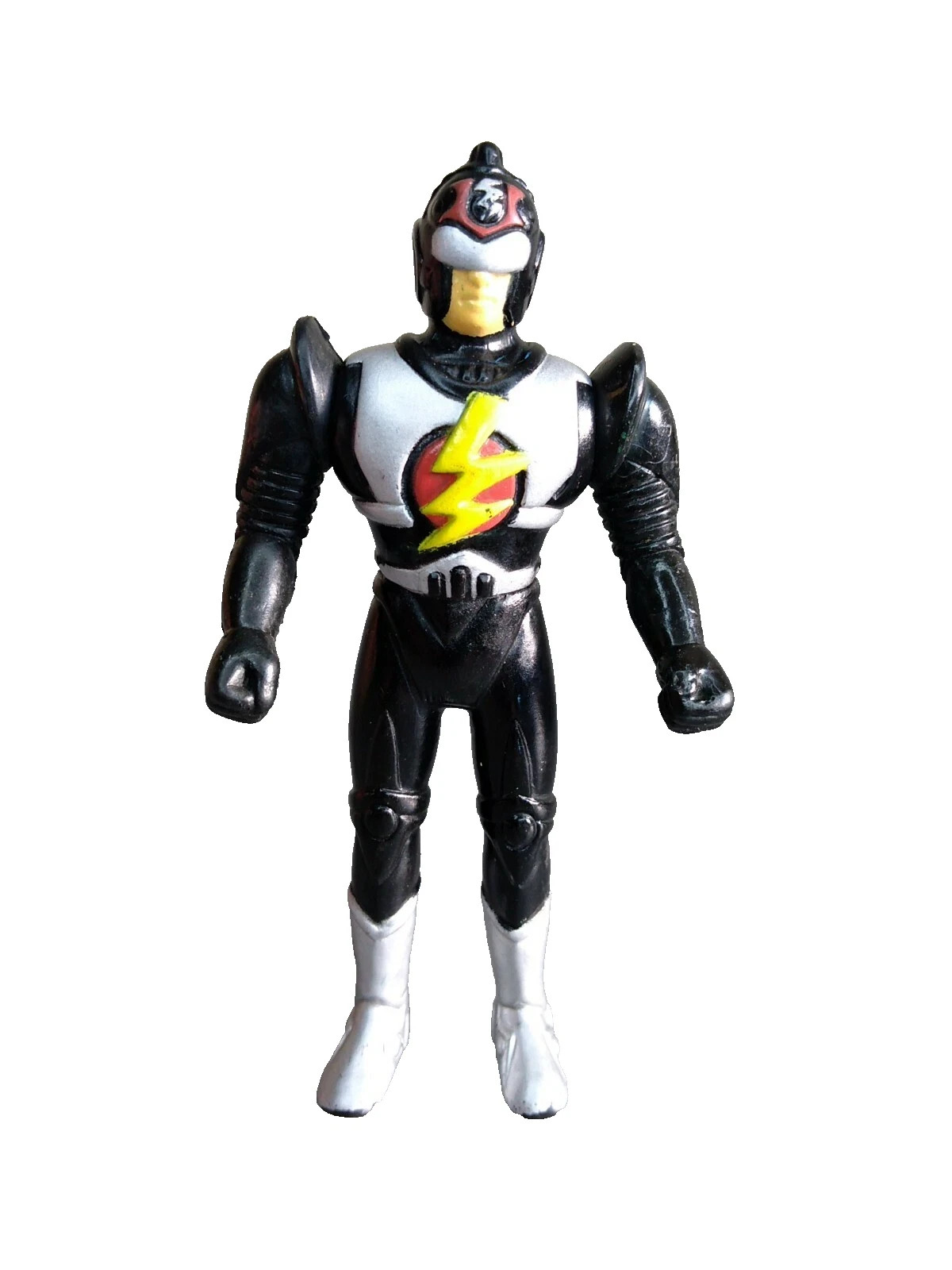 Flash Noir Figurine Vintage 12 cm Mega Power Casque Noir PVC TBE Héros Rétro