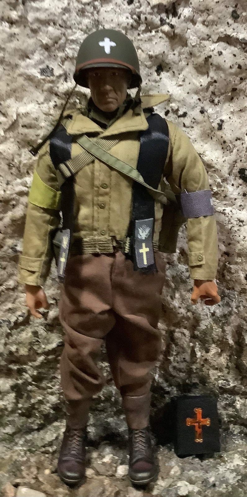1/6 WWII BBi/Cappellano da combattimento USA personalizzato con stola/bibbia/croce Europa nord-occidentale 1944