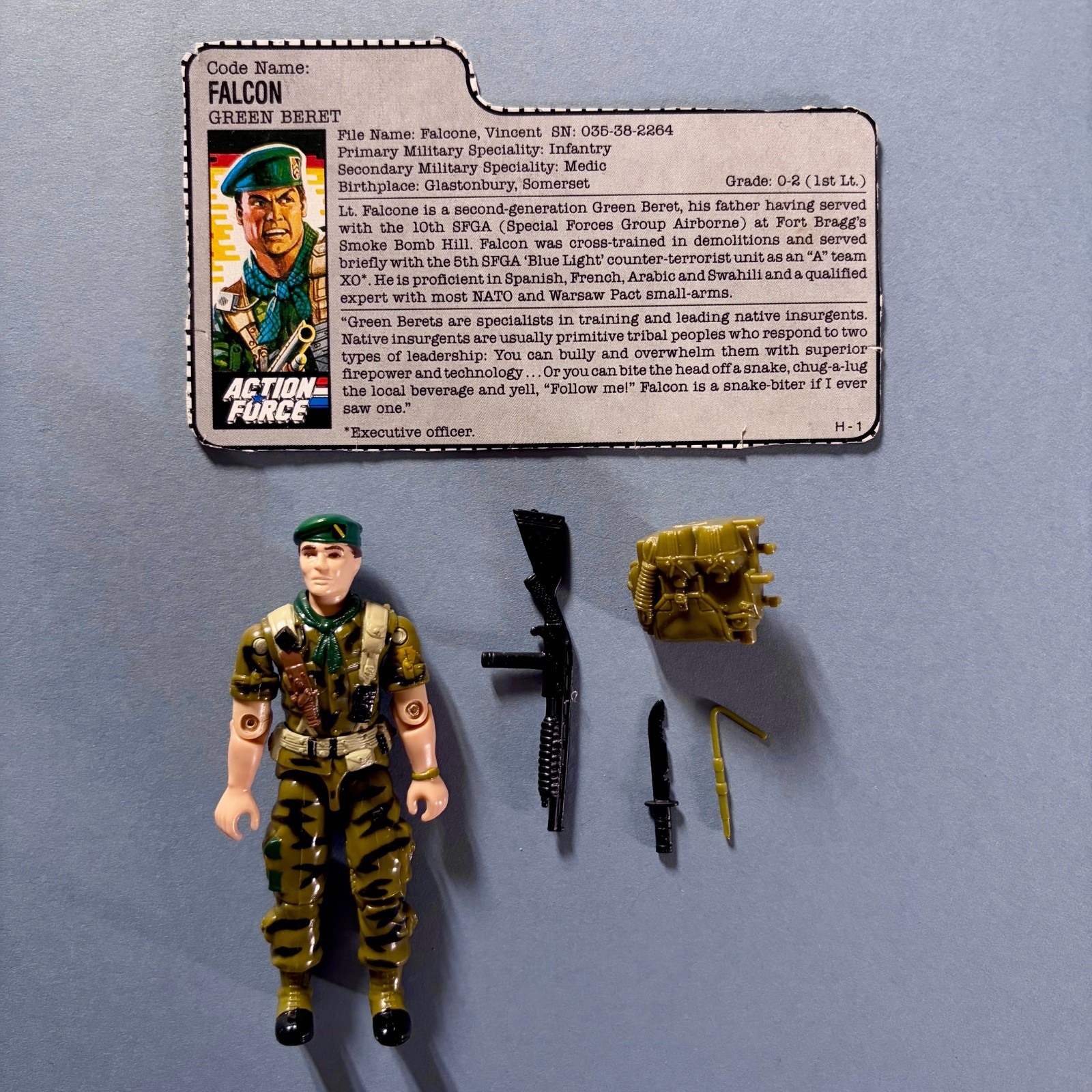 Vintage Action Force G.I. Joe - 1987 - Falcon - Figure with File Card