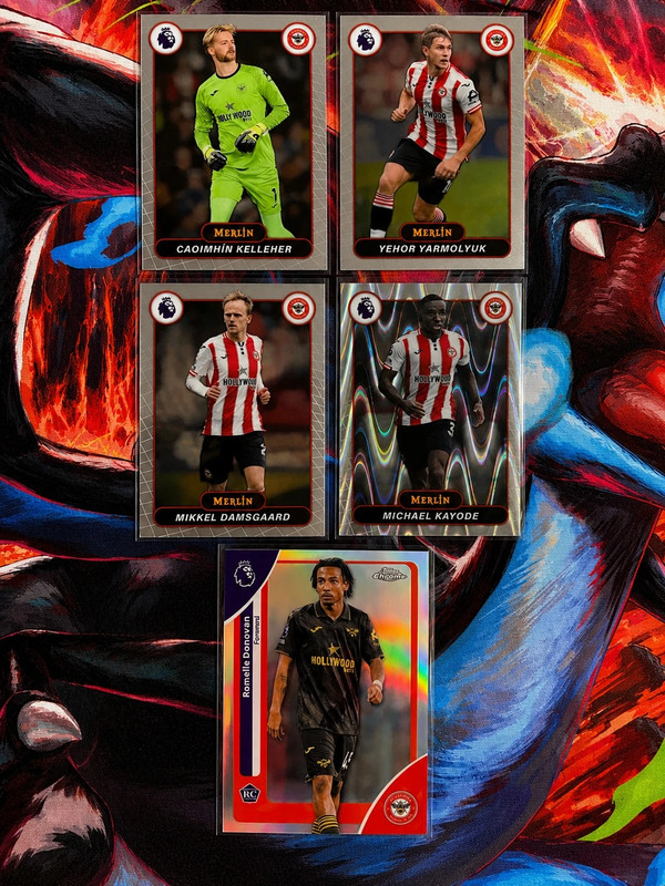 Lot 5 cartes Topps 2025/26 Brentford