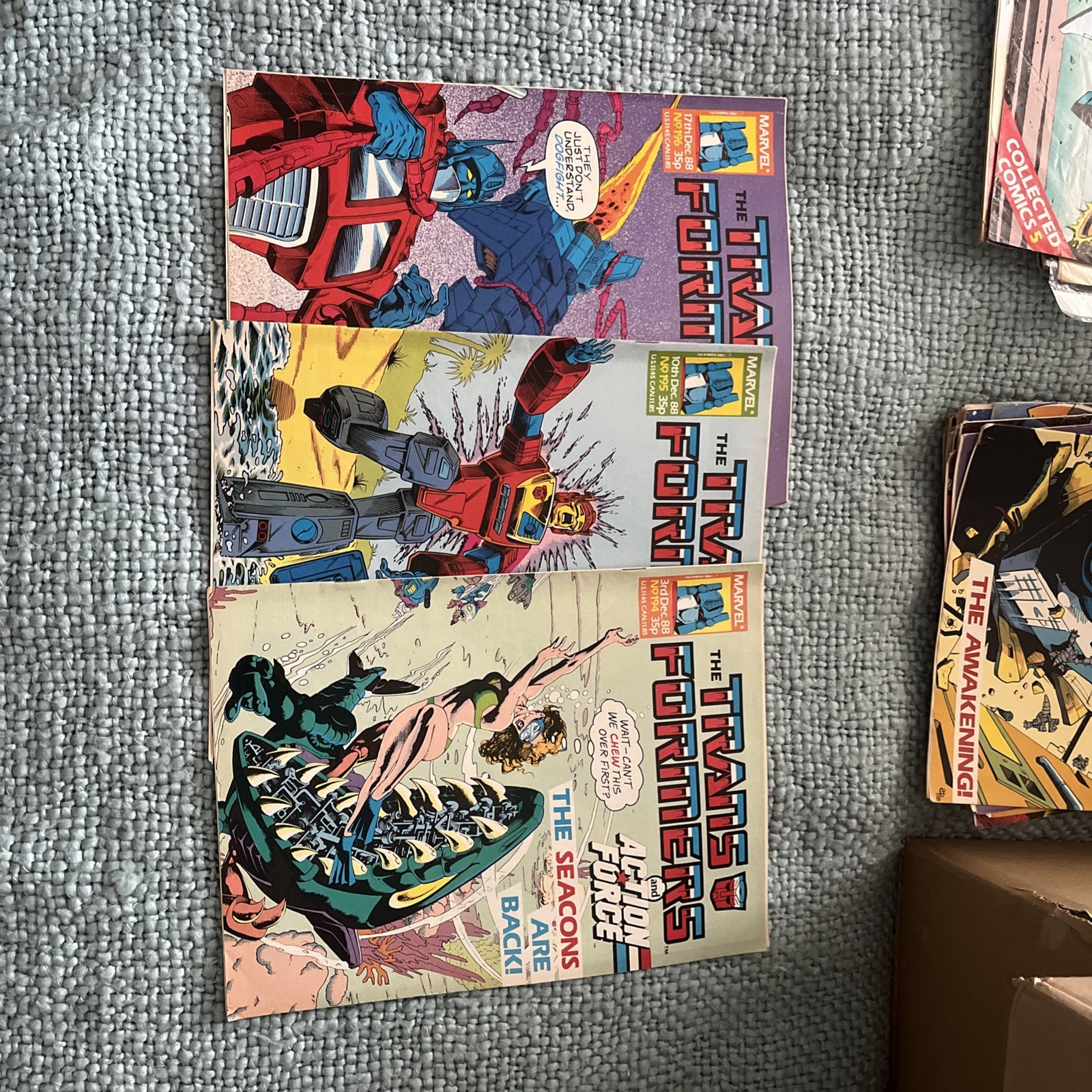 TRANSFORMERS BRITISH WEEKLY #194 #195 #196 MARVEL UK COMIC DECEMBER 1988